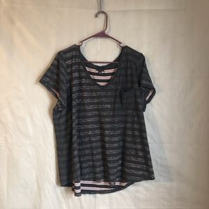 Torrid black & pink one pocket striped shirt